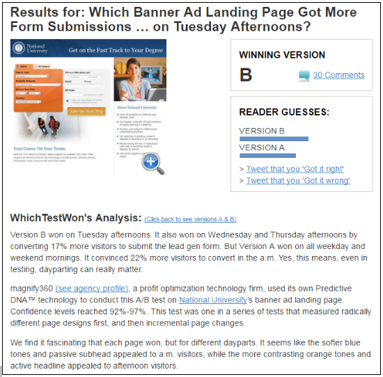Whichtestwon's A/B testing case study